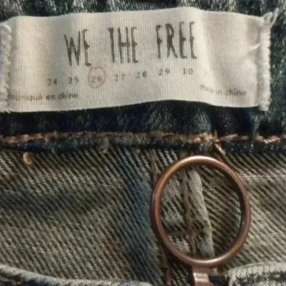 Free People Zip Front Denim Mini Skirt Sz 26 Boho Bohemian Festival Preowned - Picture 5 of 8